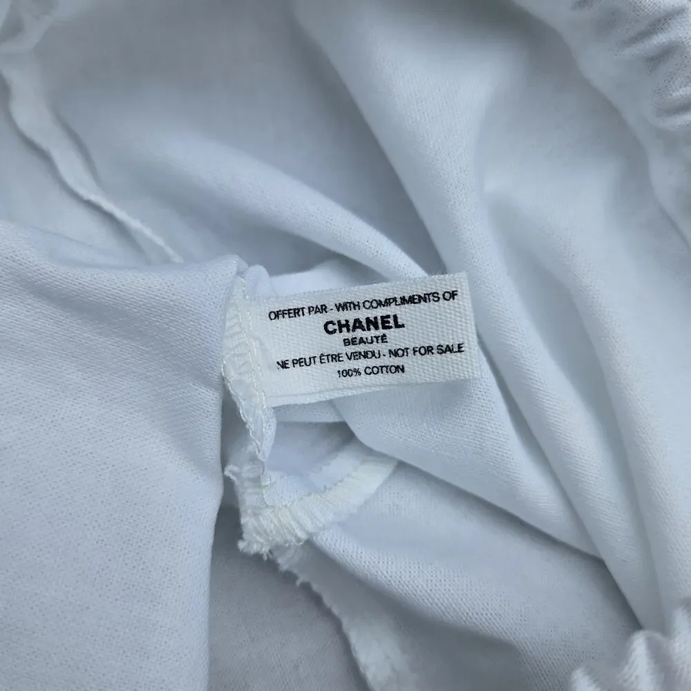Chanel Cotton Drawstring Dust Bag Pouch White
